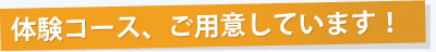 体験コース、ご用意しています！